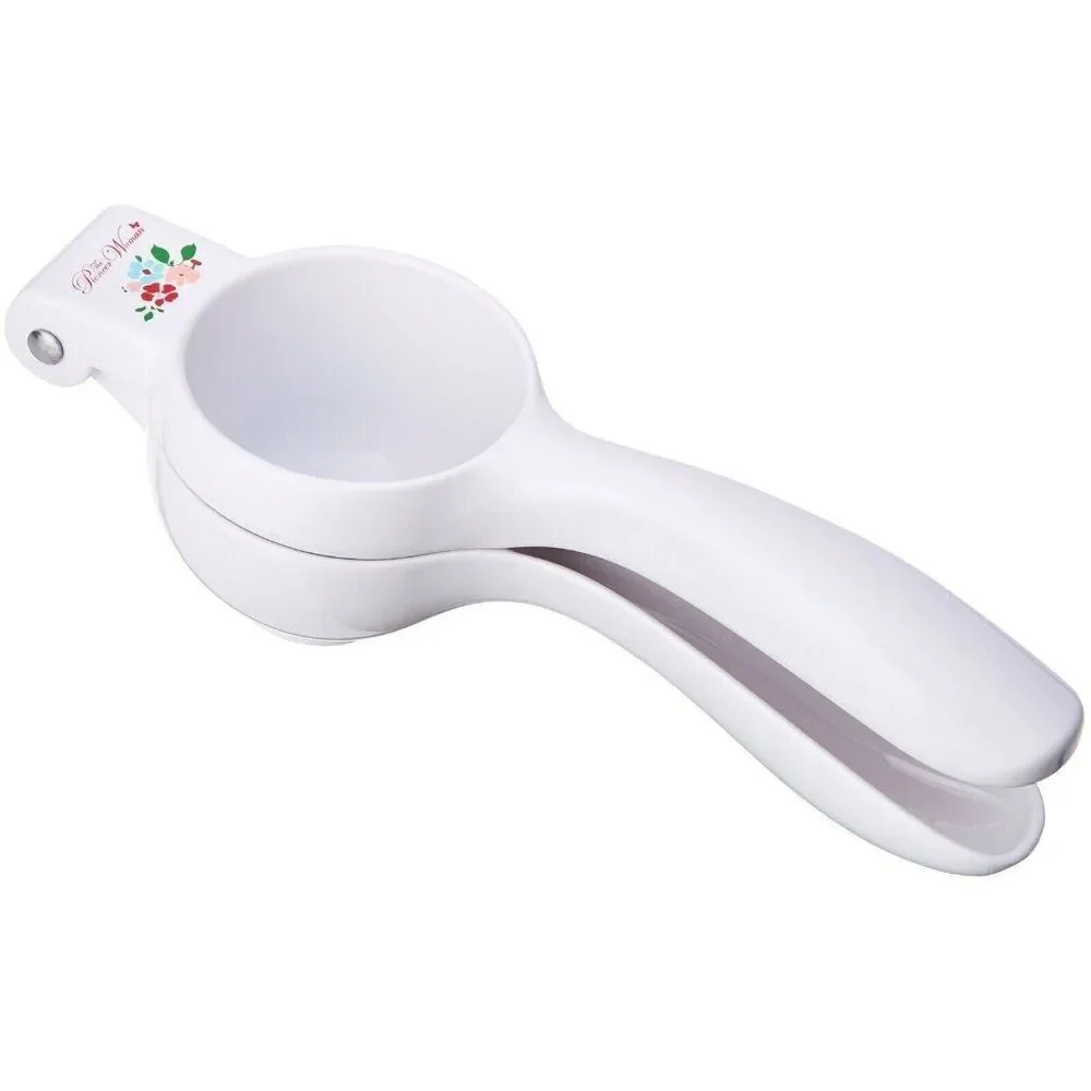 Pioneer Woman Garden Party Citrus Press Juicer Handheld Filter White Cast Iron